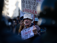 Retirees, social organizations, and unions mobilize in front of the National Congress of the Republic of Argentina in Buenos Aires, Argentin...