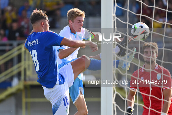 Pio Esposito (ITA) scores the 2-0 goal during the UEFA U21 Euro 2025 Qualifier match between Italy and San Marino at the Domenico Francioni...