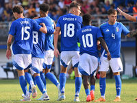 Edoardo Bove (ITA) celebrates after scoring the goal of 1-0 during the UEFA U21 Euro 2025 Qualifier match between Italy and San Marino at th...