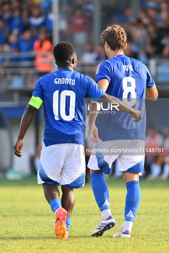 Edoardo Bove (ITA) celebrates after scoring the goal of 1-0 during the UEFA U21 Euro 2025 Qualifier match between Italy and San Marino at th...