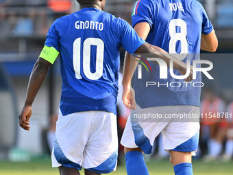 Edoardo Bove (ITA) celebrates after scoring the goal of 1-0 during the UEFA U21 Euro 2025 Qualifier match between Italy and San Marino at th...