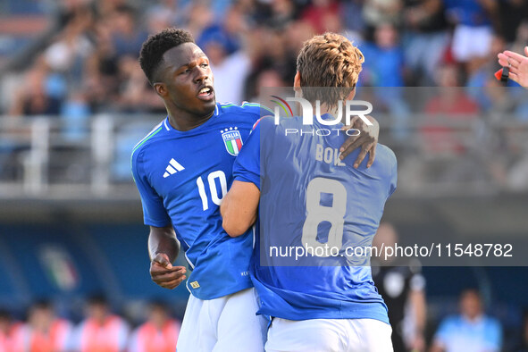 Edoardo Bove (ITA) celebrates after scoring the goal of 1-0 during the UEFA U21 Euro 2025 Qualifier match between Italy and San Marino at th...