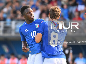 Edoardo Bove (ITA) celebrates after scoring the goal of 1-0 during the UEFA U21 Euro 2025 Qualifier match between Italy and San Marino at th...