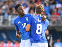 Edoardo Bove (ITA) celebrates after scoring the goal of 1-0 during the UEFA U21 Euro 2025 Qualifier match between Italy and San Marino at th...