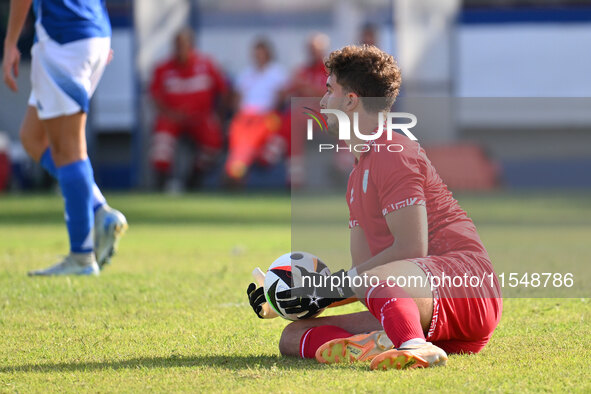 Pietro Amici (SMR) during the UEFA U21 Euro 2025 Qualifier match between Italy and San Marino at the Domenico Francioni Stadium in Latina, I...