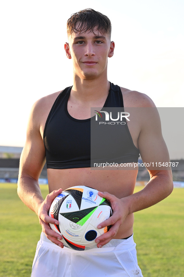 Pio Esposito (ITA) during the UEFA U21 Euro 2025 Qualifier match between Italy and San Marino at the Domenico Francioni Stadium in Latina, I...