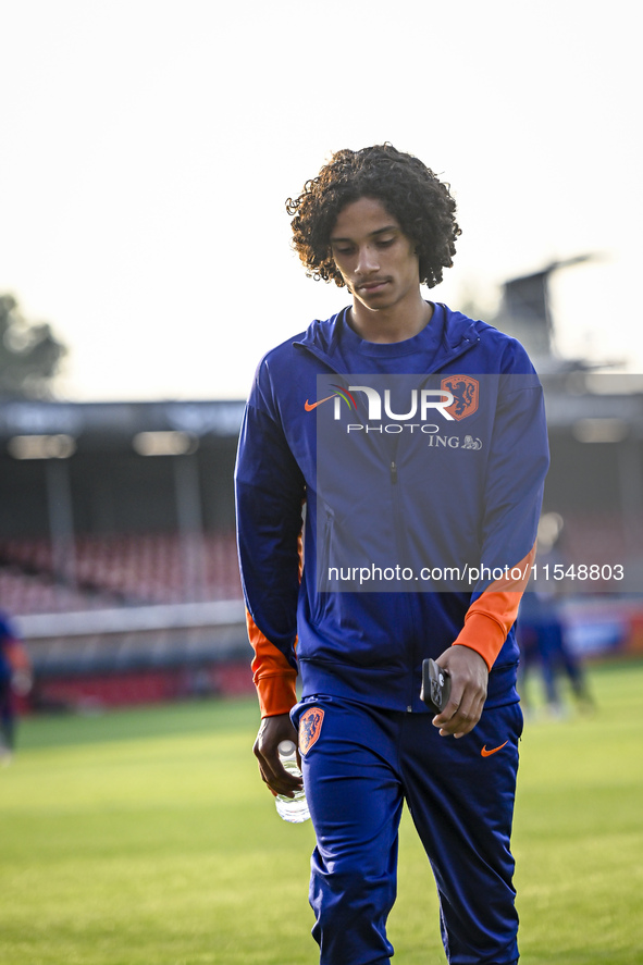 Netherlands player Gjivai Zechiel plays during the match between the Netherlands and North Macedonia at the Yanmar Stadium for the Qualifica...