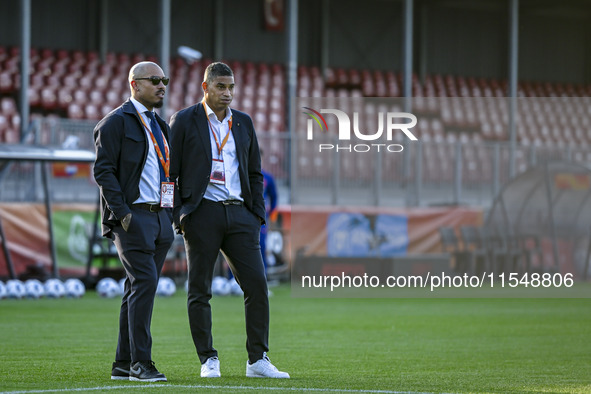 KNVB technical director Nigel de Jong and Netherlands trainer coach Michael Reiziger during the match between the Netherlands and North Mace...