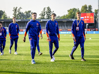 Netherlands player Calvin Raatsie, Netherlands player Youri Regeer, and Netherlands player Robin Roefs during the match between the Netherla...