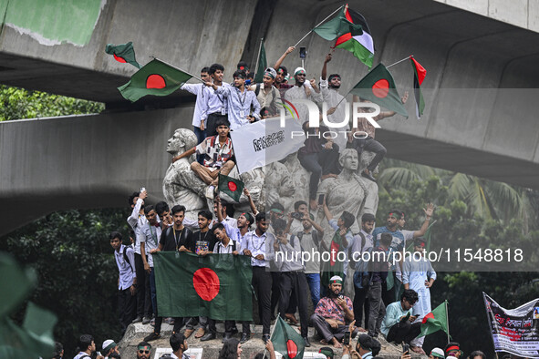 The Anti-Discrimination Student and other activist movements hold the 'Shahidi March' program at Dhaka University in Dhaka, Bangladesh, on S...