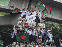 The Anti-Discrimination Student and other activist movements hold the 'Shahidi March' program at Dhaka University in Dhaka, Bangladesh, on S...