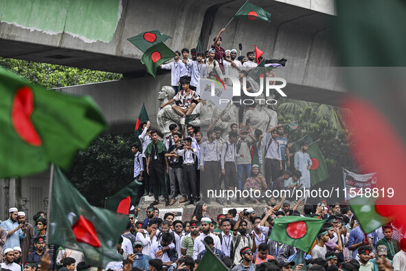 The Anti-Discrimination Student and other activist movements hold the 'Shahidi March' program at Dhaka University in Dhaka, Bangladesh, on S...