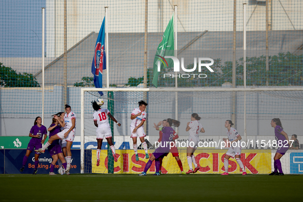 A generic action view in the Crvena Zvezda goalmouth during the UEFA Women's Champions League First qualifying round, Semi-finals CP-Group 4...