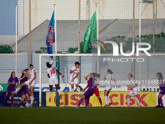 A generic action view in the Crvena Zvezda goalmouth during the UEFA Women's Champions League First qualifying round, Semi-finals CP-Group 4...