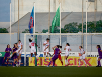 A generic action view in the Crvena Zvezda goalmouth during the UEFA Women's Champions League First qualifying round, Semi-finals CP-Group 4...