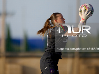 Aude Waldbillig, goalkeeper of Anderlecht, is in action during the UEFA Women's Champions League First qualifying round, Semi-finals CP-Grou...