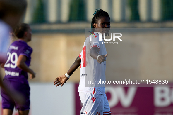 Philomena Abakah of Crvena Zvezda gestures during the UEFA Women's Champions League First qualifying round, Semi-finals CP-Group 4 soccer ma...