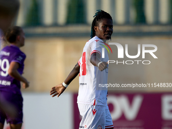 Philomena Abakah of Crvena Zvezda gestures during the UEFA Women's Champions League First qualifying round, Semi-finals CP-Group 4 soccer ma...