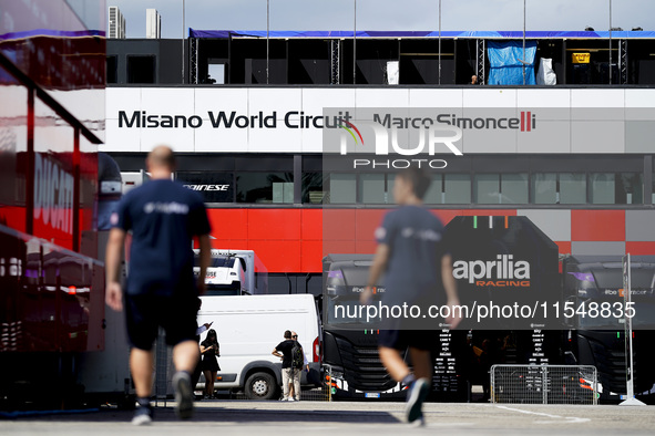 A general view inside the MotoGP Paddock Preview of the MotoGP of San Marino at Misano World Circuit in Misano Adriatico, Italy, on Septembe...