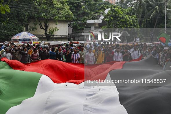 The Anti-Discrimination Student and other activist movements hold the 'Shahidi March' program at Dhaka University in Dhaka, Bangladesh, on S...