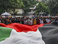 The Anti-Discrimination Student and other activist movements hold the 'Shahidi March' program at Dhaka University in Dhaka, Bangladesh, on S...