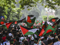 The Anti-Discrimination Student and other activist movements hold the 'Shahidi March' program at Dhaka University in Dhaka, Bangladesh, on S...