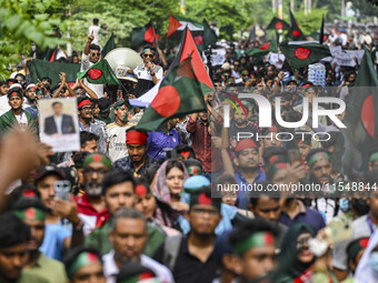 The Anti-Discrimination Student and other activist movements hold the 'Shahidi March' program at Dhaka University in Dhaka, Bangladesh, on S...