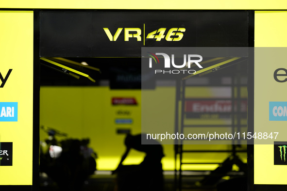 A general view of VR46 motoroom during the preview of the MotoGP of San Marino at Misano World Circuit in Misano Adriatico, Italy, on Septem...