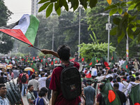 The Anti-Discrimination Student and other activist movements hold the 'Shahidi March' program at Dhaka University in Dhaka, Bangladesh, on S...