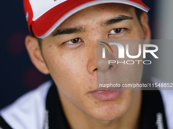 Takaaki Nakagami of Japan and LCR Honda looks on during the presentation press conference of the MotoGP of San Marino at Misano World Circui...