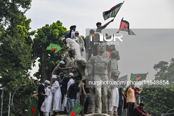 The Anti-Discrimination Student and other activist movements hold the 'Shahidi March' program at Dhaka University in Dhaka, Bangladesh, on S...