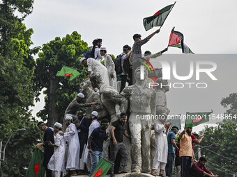 The Anti-Discrimination Student and other activist movements hold the 'Shahidi March' program at Dhaka University in Dhaka, Bangladesh, on S...