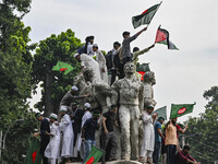 The Anti-Discrimination Student and other activist movements hold the 'Shahidi March' program at Dhaka University in Dhaka, Bangladesh, on S...