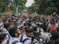 The Anti-Discrimination Student and other activist movements hold the 'Shahidi March' program at Dhaka University in Dhaka, Bangladesh, on S...