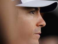 Maverick Vinales of Spain and Aprilia Racing looks on during the presentation press conference of the MotoGP of San Marino at Misano World C...