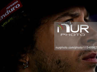 Marco Bezzecchi of Italy and the Pertamina Enduro VR46 Racing Team look on during the presentation press conference of the MotoGP of San Mar...