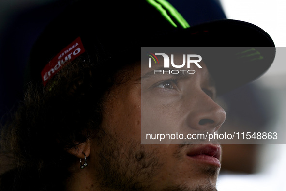 Marco Bezzecchi of Italy and the Pertamina Enduro VR46 Racing Team look on during the presentation press conference of the MotoGP of San Mar...