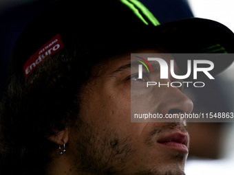 Marco Bezzecchi of Italy and the Pertamina Enduro VR46 Racing Team look on during the presentation press conference of the MotoGP of San Mar...