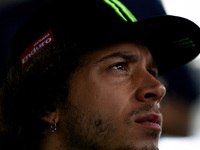 Marco Bezzecchi of Italy and the Pertamina Enduro VR46 Racing Team look on during the presentation press conference of the MotoGP of San Mar...