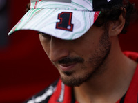 Francesco Bagnaia of Italy and Ducati Lenovo Team participates in a presentation press conference for the MotoGP of San Marino at Misano Wor...