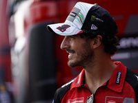 Francesco Bagnaia of Italy and Ducati Lenovo Team participates in a presentation press conference for the MotoGP of San Marino at Misano Wor...