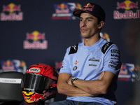 Marc Marquez of Spain and Gresini Racing MotoGP participates in a presentation press conference for the MotoGP of San Marino at Misano World...