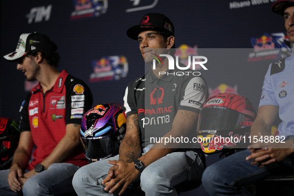 Jorge Martin of Spain and Prima Pramac Racing attends the presentation press conference of the MotoGP of San Marino at Misano World Circuit...