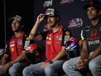 Francesco Bagnaia of Italy and Ducati Lenovo Team participates in a presentation press conference for the MotoGP of San Marino at Misano Wor...