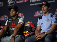 Marc Marquez of Spain and Gresini Racing MotoGP participates in a presentation press conference for the MotoGP of San Marino at Misano World...