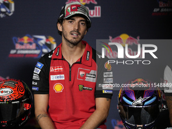 Francesco Bagnaia of Italy and Ducati Lenovo Team attends the presentation press conference of the MotoGP of San Marino at Misano World Circ...