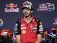 Francesco Bagnaia of Italy and Ducati Lenovo Team participates in a presentation press conference for the MotoGP of San Marino at Misano Wor...