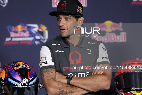 Jorge Martin of Spain and Prima Pramac Racing participates in the presentation press conference of the MotoGP of San Marino at Misano World...