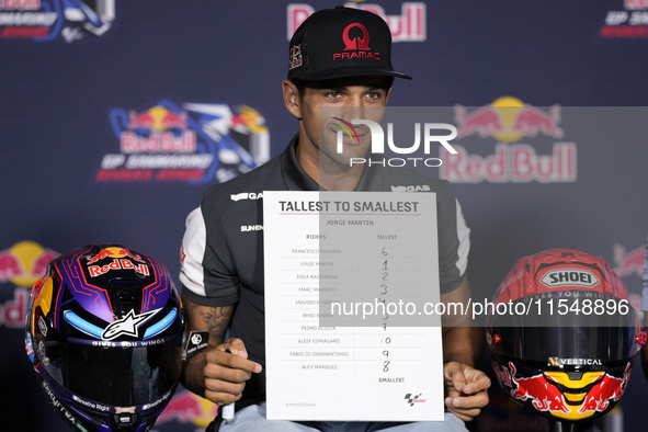 Jorge Martin of Spain and Prima Pramac Racing attends the presentation press conference of the MotoGP of San Marino at Misano World Circuit...