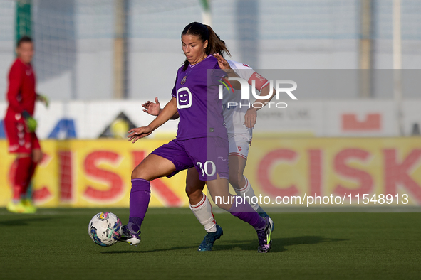 Luna Vanzeir of Anderlecht is in action during the UEFA Women's Champions League First qualifying round, Semi-finals CP-Group 4 soccer match...